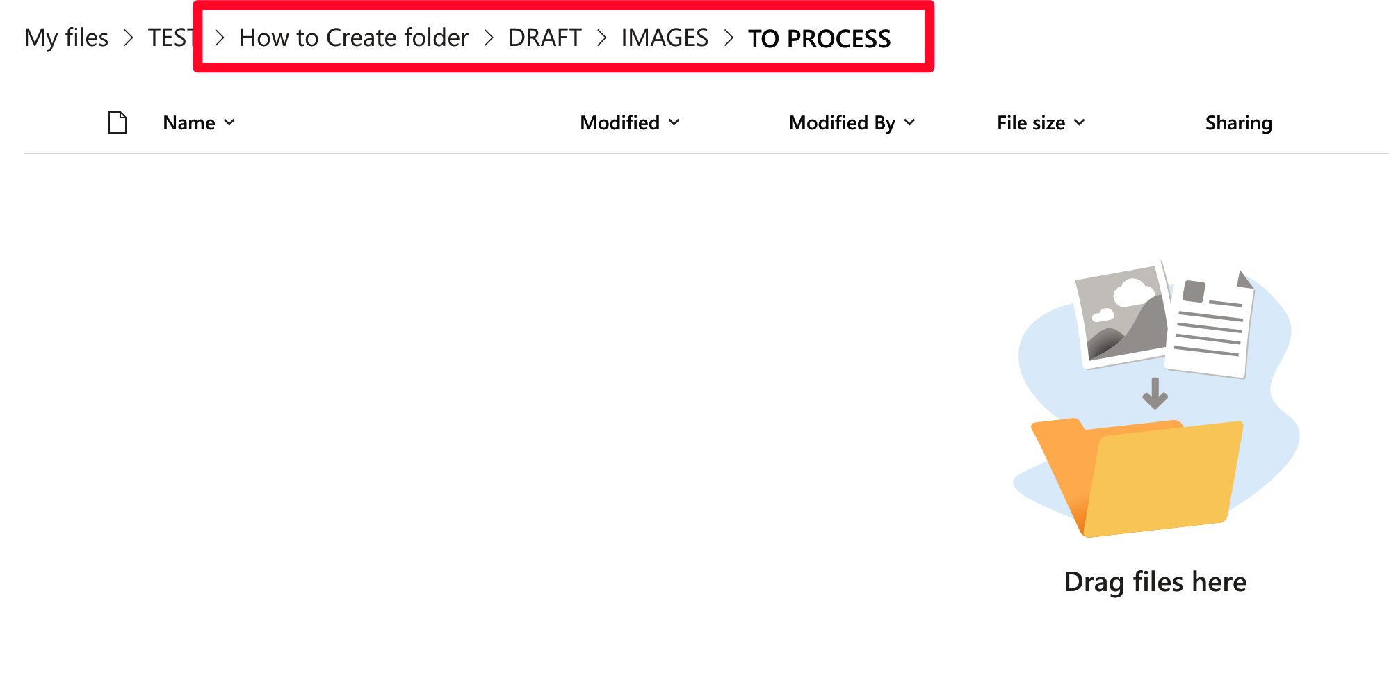 Example showing the multiple folder creation and removing the file