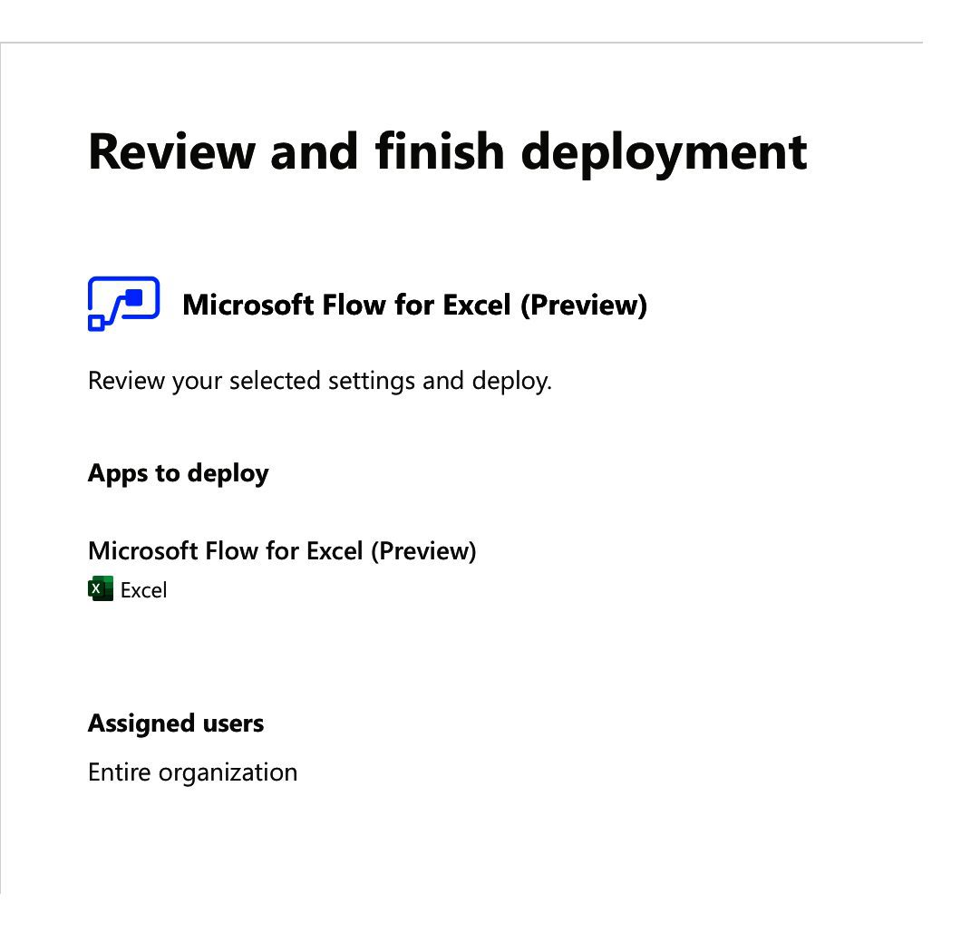 Final window in the "Microsoft Flow for Excel" add-in.