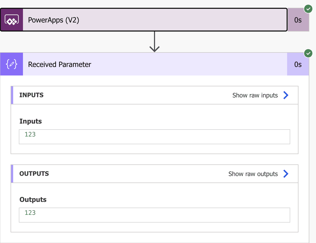 Result of using a numeric parameter in a "PowerApps (V2)" trigger displayed in a "Compose" action 