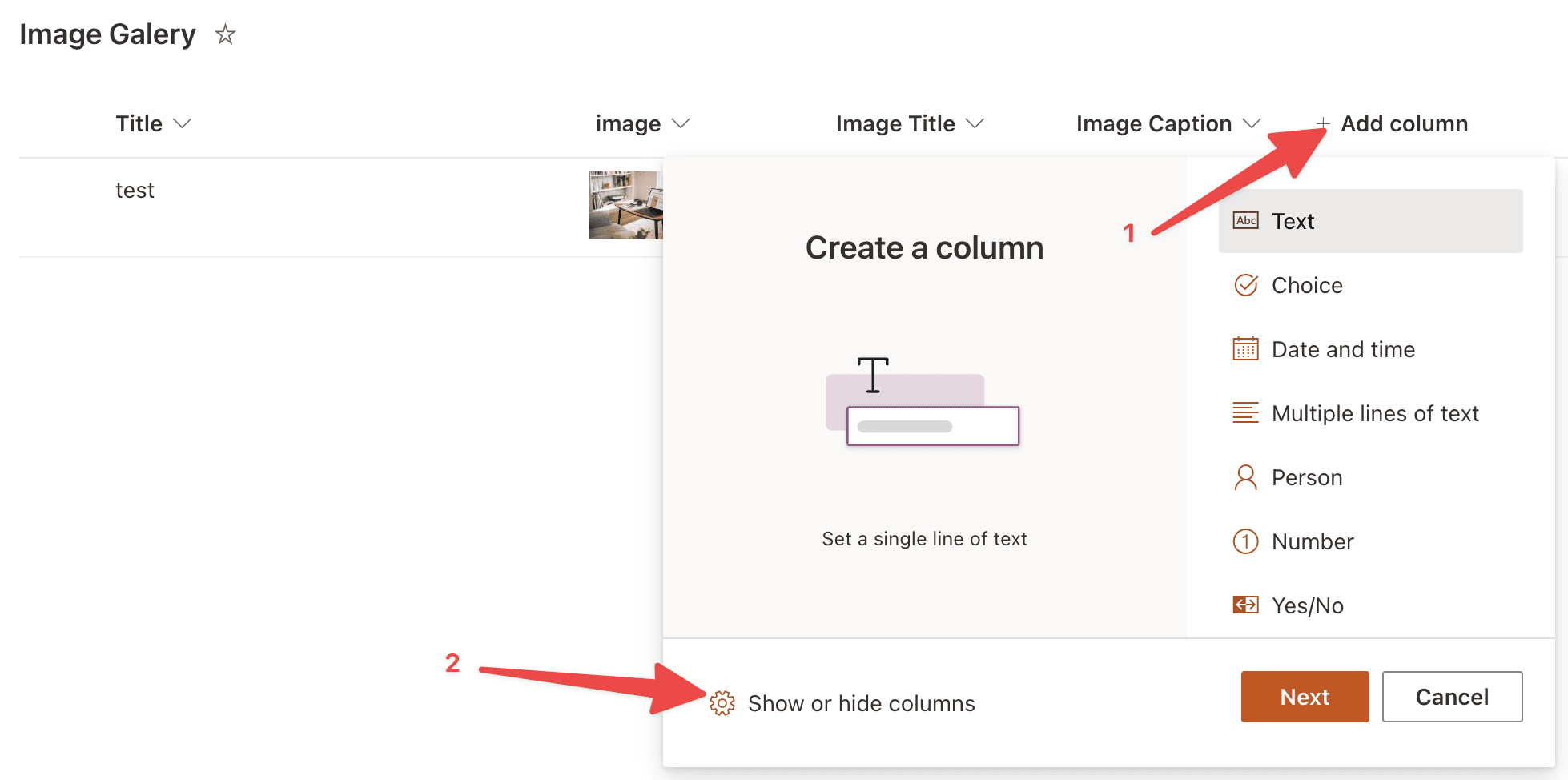 How to show and hide columns in SharePoint